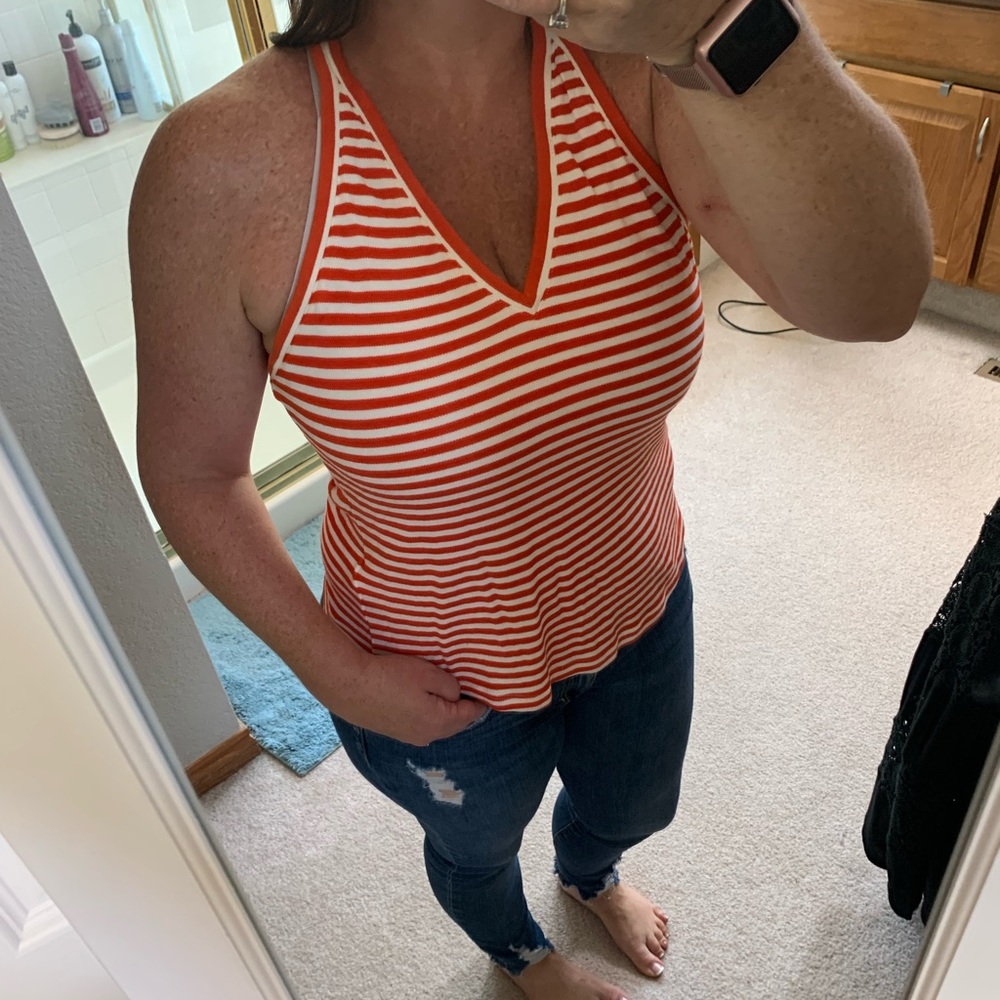 Orange and white Striped Tank